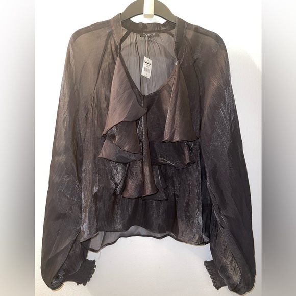 NWT CQ By CQ Black Sheer Blouse - Picture 6 of 9